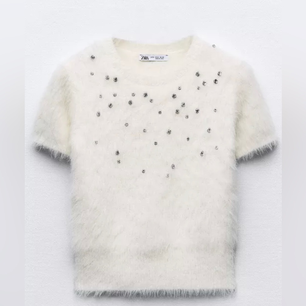 Faux Fur Jewel Sweater - Zara